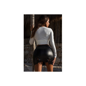 Jupe courte simili cuir noir Paula 